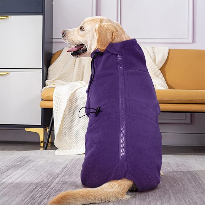 ROZKITCH Purple Dog Coat Pajamas, Pet Windproof Warm Cold Weather Jacket Vest Cozy Jumpsuit Apparel Outfit Clothes for Small Medium Large Dog Walking Sleep Purple 3XL