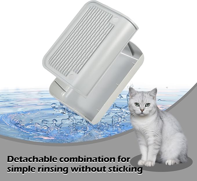 SpaceTime Waterproof Elevated Cat Litter Trapping Mat for Litter Box,Cat Ramp/Step Double-Layer Litter Catcher Pad with Filter Function for Floor,Easy to Clean,Ideal for Kitten & Senior Cats(Grey)