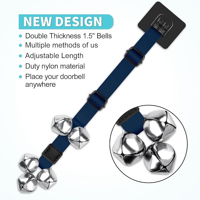 COOYOO Dog Doorbells, Adjustable Potty Training Dog Bells, Upgraded for Training Your Puppy The Easy Way, Premium Quality Housetraining Hanging Bell-5 Extra Large Loud 1.5 DoorBells