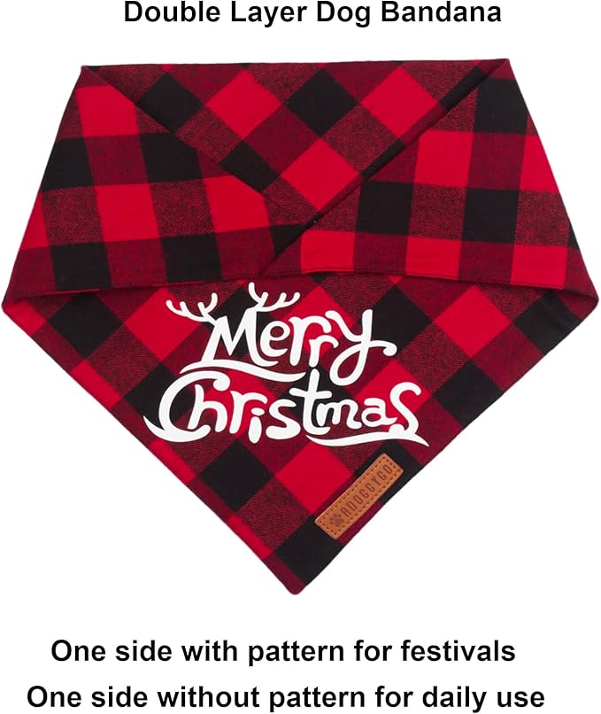 ADOGGYGO 4 Pack Plaid Holiday Dog Bandana, Halloween Thanksgivng Christmas Pet Scarf Kerchief Christmas Thanksgivng Halloween Bandanas for Large and Extra Large Dogs (X-Large)