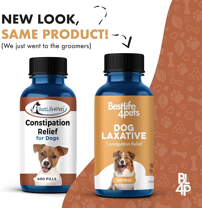 Dog Laxative Constipation Relief, Dog Stool Softener Remedy Eases Irregular Bowel Movements, Scooting & Rectal Itching; Supports Canine Digestion & Canine Gas Relief, 400 Odorless, Tasteless Pills