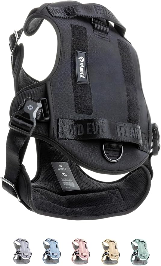 2025 New Edition, Fei & Eve MagEase Dog Harness - 3-Second Magnetic Buckles | 3-Point No-Pull Control | Heavy-Duty 900D Nylon | Dual Safety Handles | Breathable Mesh | Adjustable Fit | Medium,Black