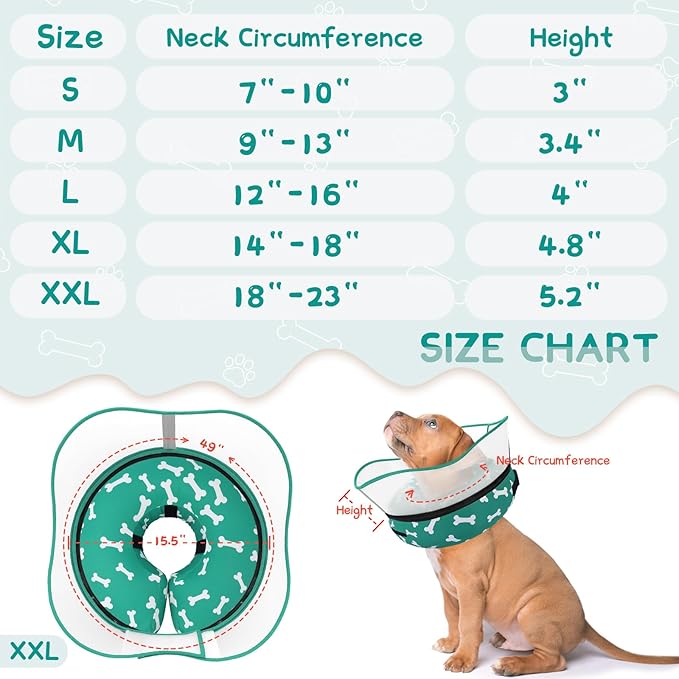Supet Raised Inflatable Dog Cone Collar to Stop Licking, Soft Dog Cone Alternative After Surgery, Pet Neck Donut Collar for Small Medium Large Dogs