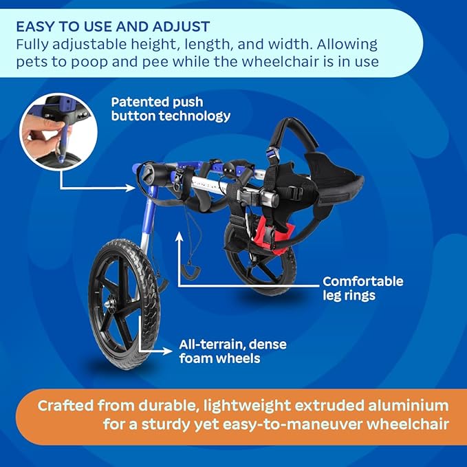 Walkin' Wheels Dog Wheelchair - for Med/Large Dogs 50-69 lbs - Veterinarian Approved - Dog Wheelchair for Back Legs