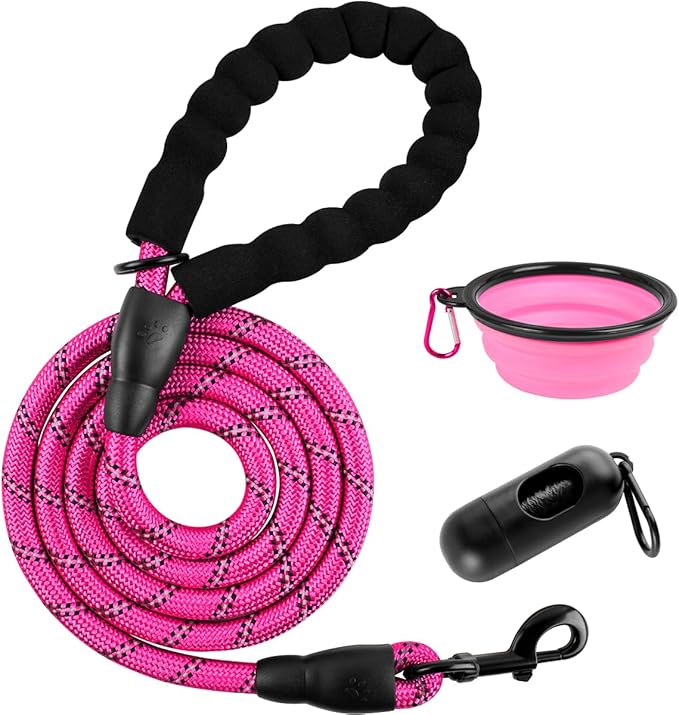 BARKBAY Dog Leashes for Large Dogs Heavy Duty Dog Leash 4/5/6 FT with Comfortable Padded Handle and Highly Reflective Threads for Medium Large Dogs Walking Training Running (6FT-1/2'',Fushcia)