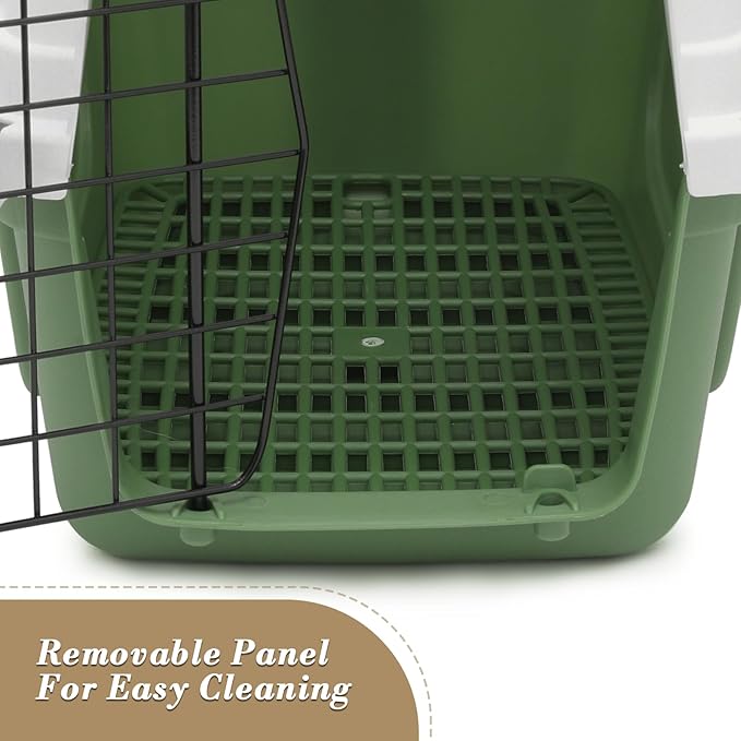 Athena Collection 18" Hard-Sided Travel Pet Carrier for Small Dogs and Cats, Plastic Dog Crate with 2-Door Top & Front Load, Ventilation, Security Lock, Cat Dog Carrier for Pet, up to 10lbs, Green