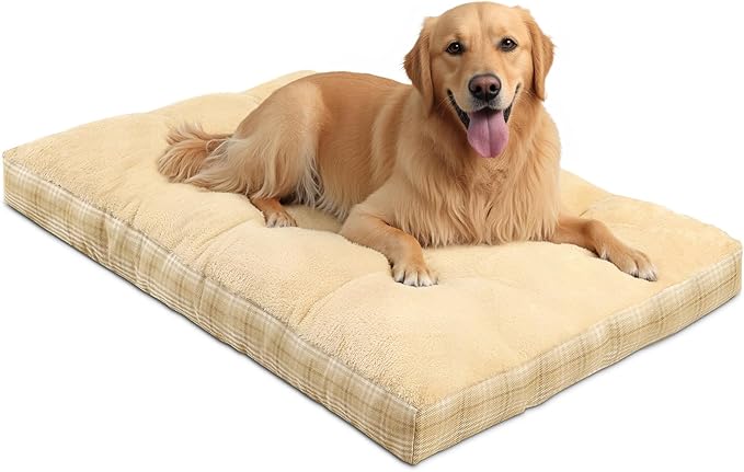 MIHIKK Washable XXL Dog Bed for Extra Large Dogs with Anti-Slip Bottom, Premium Foam Pet Pad for Crate for Large Medium Small Sized Puppies, 47" x 29" Light Brown