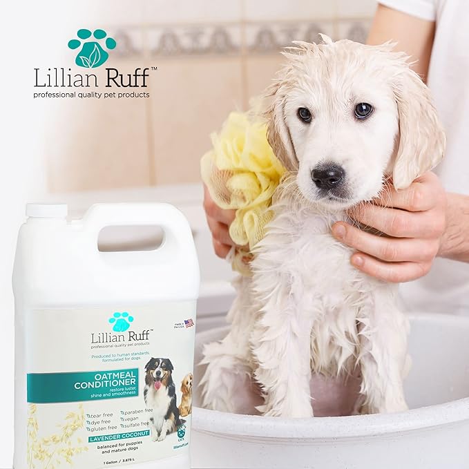 Lillian Ruff PRO Formula Oatmeal Dog Conditioner - Nourishing & Calming Relief for Allergies & Sensitive Skin - Detangles, Softens & Adds Shine with Oatmeal, Coconut Oil & Lavender - USA Made (Gallon)
