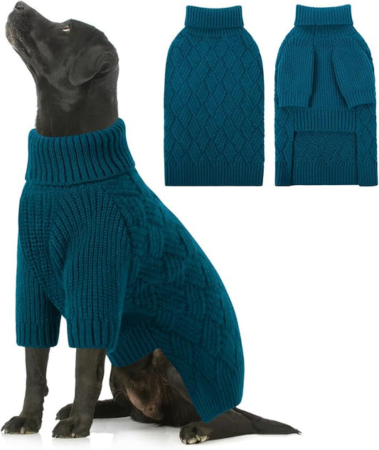 SUNFURA Dog Sweater Large Size Dogs, XL Dog Sweaters for Winter, Extra Large Breeds Girl Boy Pullover, Pet Knitted Knitwear Fall Sweatshirt for Pitbull, Labrador Retriever, Blue X-Large