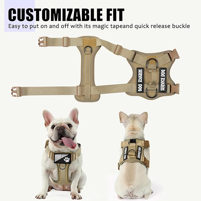 Demigreat Service Dog Harness, Reflective Dog Vest Harness with 5 PCS Patches, Adjustable Soft Oxford Pet Harness, Inner Layer Mesh, Easy to Control for Small Medium Large Dogs