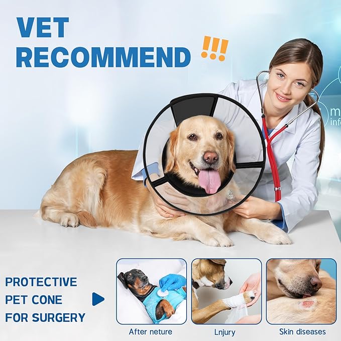 Soft Dog Cone Collar to Stop Licking, Comfortbale Cones for Dogs After Surgery, Adjustabl Dog Recovery Collar for Large Medium Small Dogs