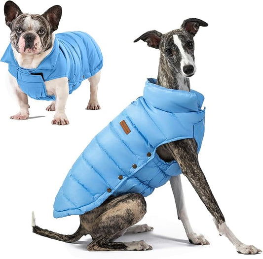 SPACE LION Puffer Jacket, Down Winter Coat, Durable Outdoor Coat for Cold and Windy Conditions, Waterproof, Windproof, Lightweight Jacket, Adjustable Fit for Small, Medium Dogs(Blue,M)
