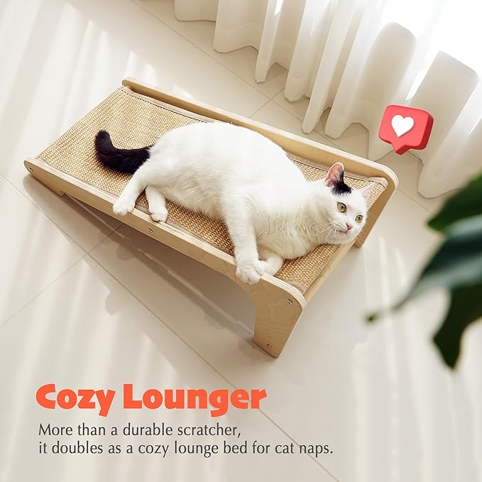 PETKARAY L Shape Cat Scratcher, Sisal Kitty Scratching Ramp, Vertical Scratch Pad for Indoor Cats, 25.5" Furniture Protector with Catnip, Grey