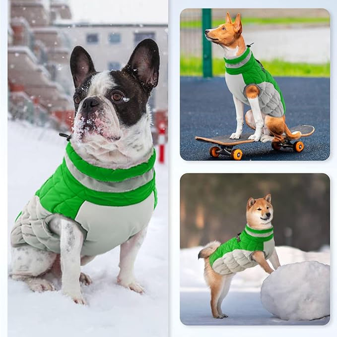 Dog Jackets for Large Dogs, Large Dog Winter Coat, Pet Cold Weather Coats, XXXL Pet Jacket with D-Ring, Waterproof Coat with Back Zipper, Snowsuit Labrador German Shepherd Doberman,Green,XXXL