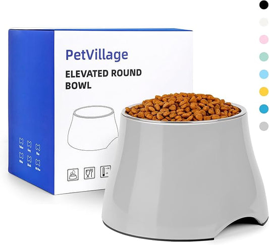 Dog Bowls,Cone Friendly Non Slip Single Dog Bowl with Stainless Steel Inner, Raised Bowls for Small and Medium Dogs Spaniel Dogs Long Ear, High Capacity, L/3 Cups Gray