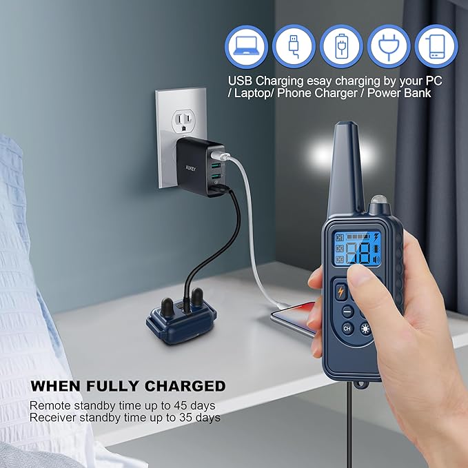 Shock Collar with Remote, Dog Training Collar, 4 Training Modes with Beep, Vibration, Safe Shock, Led Light, 2600 ft Wireless Range, Rechargeable for 3 Dogs, Small Medium Large 5-120Lbs