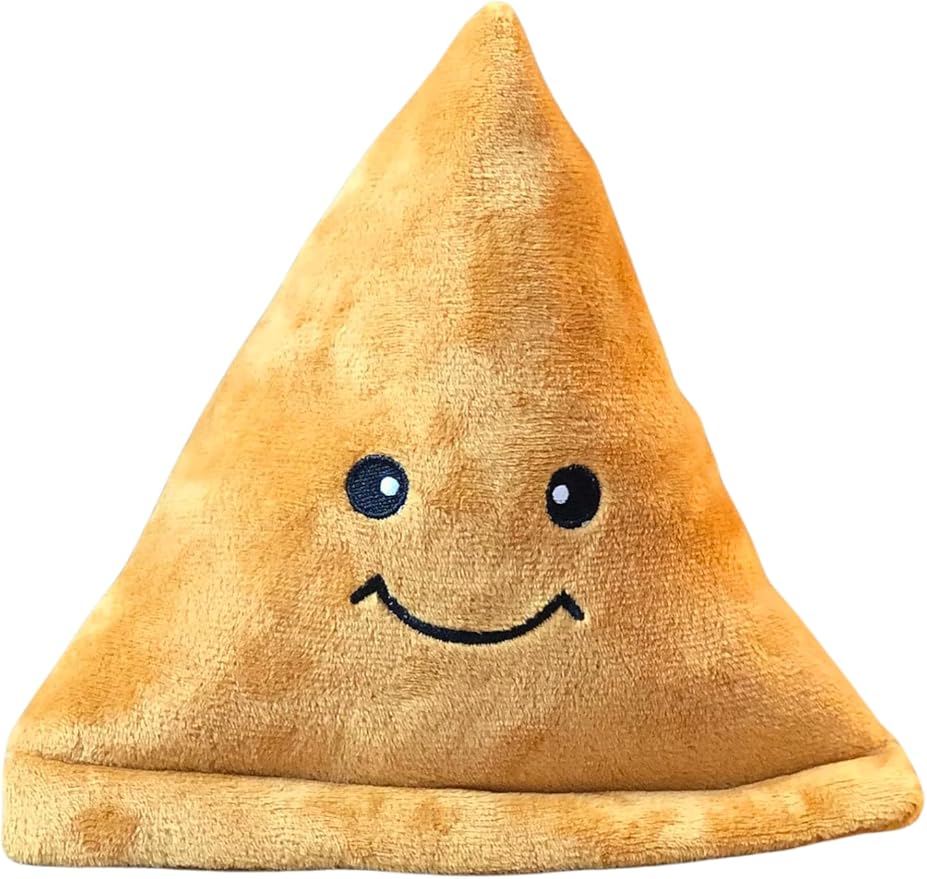 Samosa Plush Dog Toy – Crinkle & Squeaky Interactive Toy for Small to Large Dogs – Soft Desi Food-Inspired Chew Toy for Aggressive Chewers, Puppies & Pet Gifting
