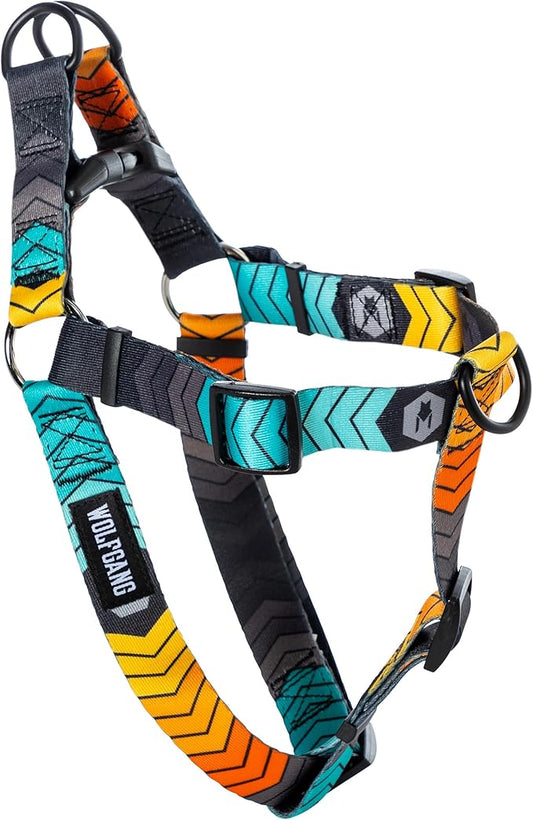 Wolfgang Heavy Duty Adjustable Dog Harness, Pull-Tested to Over 800 lbs for Walking & Training, ChevTech Print, Small
