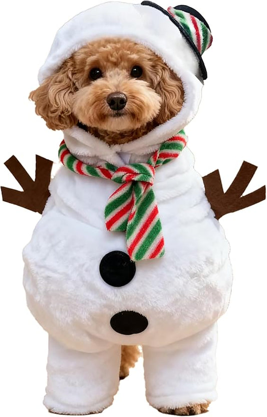 Pet Costume for Small Dogs Cats,Halloween Hoodies Winter Puppy Coat Outfits Funny Pajamas Clothes for Christmas Party,Snowman L