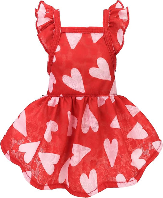 Fitwarm Valentine's Day Sweet Heart Dog Dress, Dog Holiday Outfit, Red, Pink, Medium