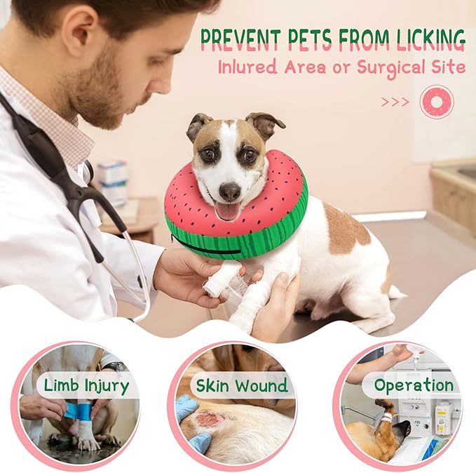 Supet Inflatable Dog Cone Collar Alternative After Surgery, Dog Neck Donut Collar Recovery E Collar, Soft Pet Cone for Small Medium Large Dogs