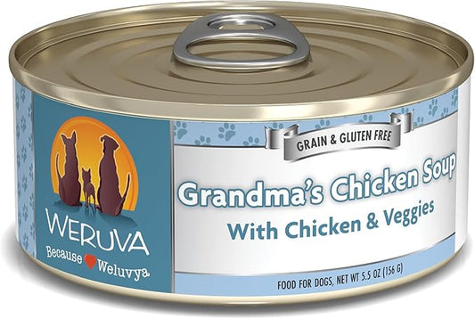 Weruva Classic Dog Food, Grandma's Chicken Soup with Chicken Breast & Veggies, 5.5oz Can (Pack of 24)