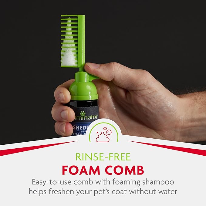 FURminator Tub-Free Deshedding Foam Comb, 3 Ounces, Grooming Comb for Dogs Helps Freshen Coat and Reduce Odors with No Rinsing