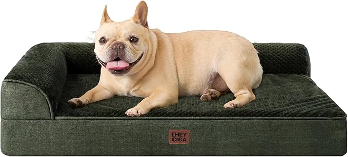 EHEYCIGA Memory Foam Dog Bed Medium Sized Dogs, Waterproof Dog Bed Orthopedic with Washable Removable Cover, Non-Slip Pet Bed Couch for Crate, 30x20x6 Inches, Dark Green