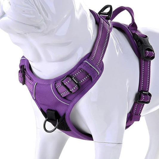 Truelove No Pull Dog Harness with Easy Control Handle and 2 Leash Attachments,Reflective Adjustable Pet Vest