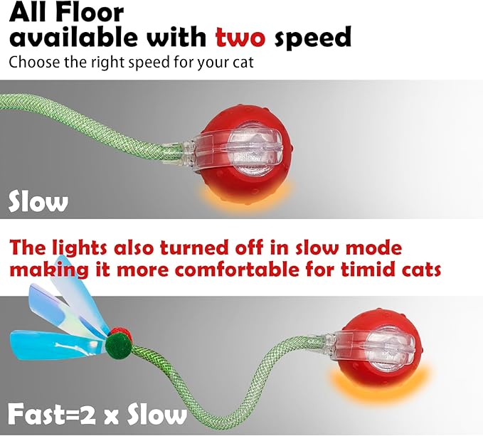 Interactive Cat Toys for Indoor Cats, 3rd Generation Agility Mobile Cat Ball with Flexible Mesh Tail, Automatic Kitten Toy, for Bored Indoor Adult Cats.