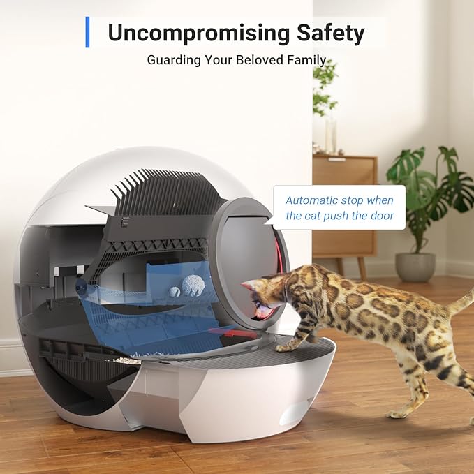 ELS PET Automatic Cat Litter Box Self Cleaning for Multi Cats, APP Control Smart Litter, White