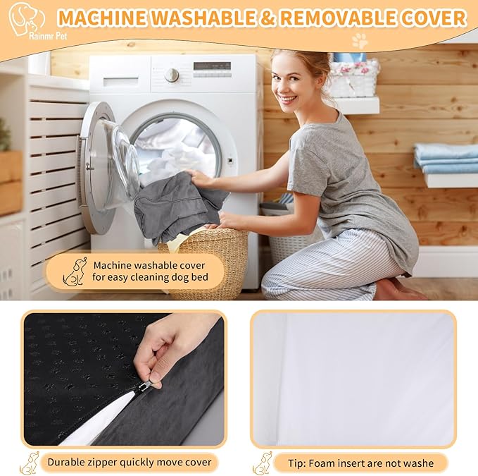 Orthopedic Dog Beds for Large Dogs, 7" Memory Foam Dog Beds with Waterproof Liner, Chew Proof Microsuede Cover, Removable and Washable, Nonskid Bottom, 52"x36"x7" XL Grey