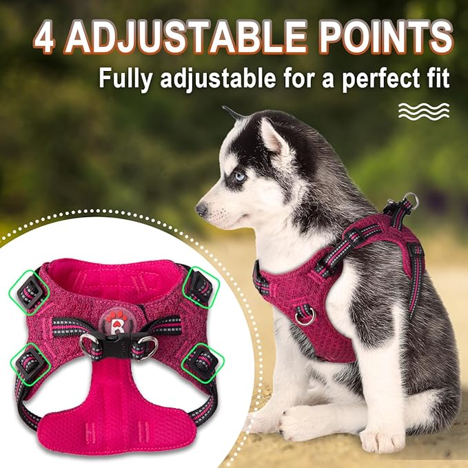 Dog Harness Step in Dog Vest Harness, Reflective Adjustable Puppy No Pull Harness Breathable Soft for Small and Medium Dogs Cats, Pink/Black, S