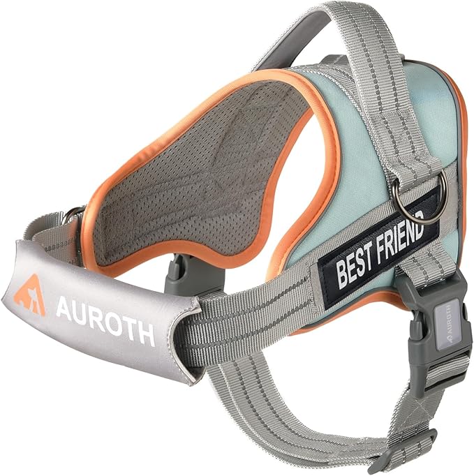 AUROTH Dog Harness No Pull Soft Padded Service Dog Vest, No Choke, Easy On Pet Vest with Handle, Adjustable Reflective Dog Harness for Small, Medium and Large Dogs, Easy Walking and Training