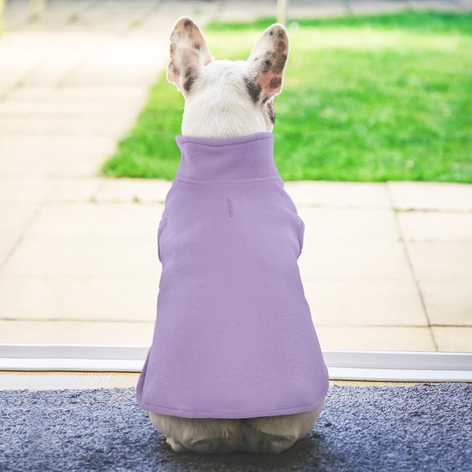 FUAMEY Dog Fleece Vest for Small Dogs,Warm Stretchy Dog Sweatshirts Pullover with Leash Hole Dogs Sweater Soft Pet Turtleneck Cozy Pet Vest Lightweight Sleeveless Purple XS