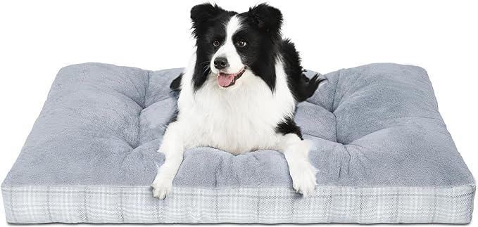 MIHIKK Washable L Dog Bed for Large Dogs with Anti-Slip Bottom, Premium Foam Pet Pad for Crate for Large Medium Small Sized Puppies, 35" x 23" Gray
