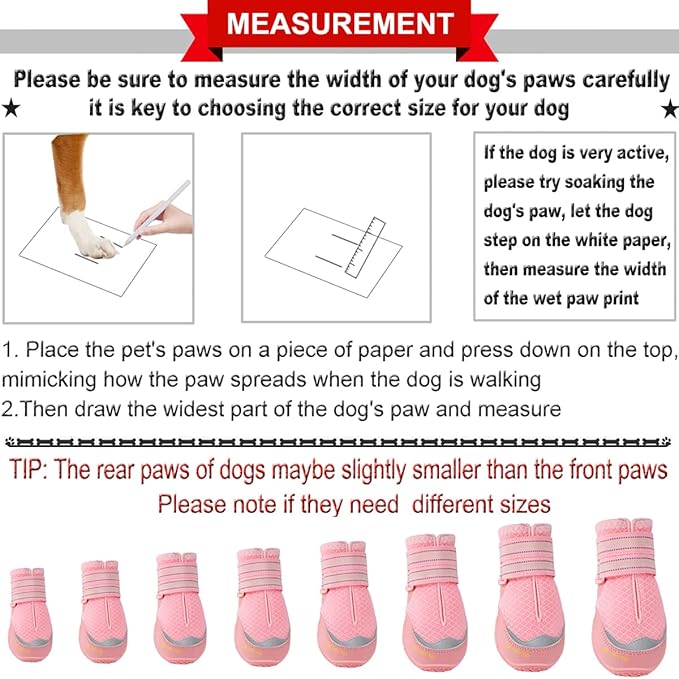 QUMY 4PCS Dog Boots for Large Dogs, Medium Dog Shoes & Paw Protectors for Hot Pavement, Summer Heat Protection, Mesh Breathable Nonslip Dog Booties for Hardfloors, Walking Running Hiking Pink Size 6