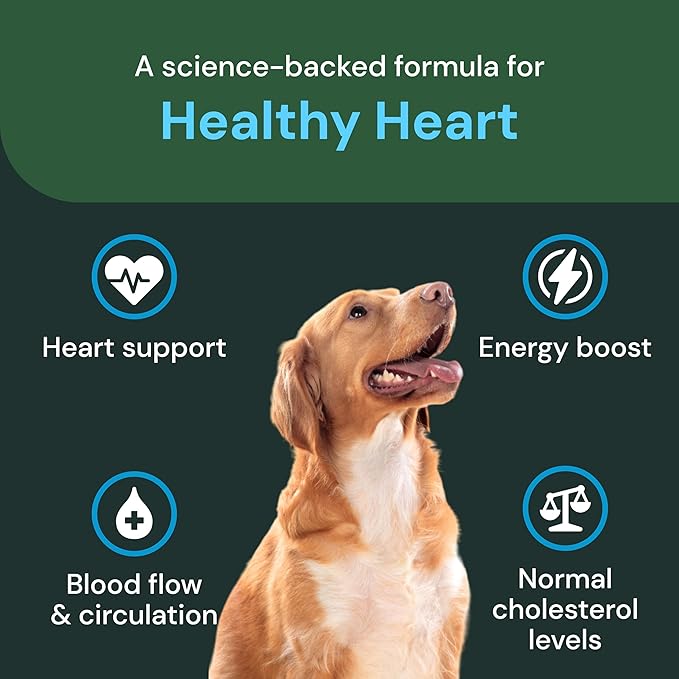 VetriScience Veterinary Strength Healthy Heart Chews - Heart & Energy Supplement for Pets - Cardiovascular Supplement - Pet Blood Flow Support - Chicken Flavor - 60 Count