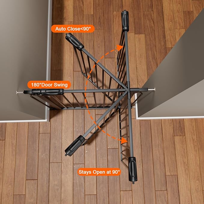 HOOEN 30" Tall Extra Wide Baby Gate for Doorways Stairs 53 to 57.5 Inch Large Long Wide Pressure Mounted Pet Dog Gate Walk Through Child Safety Gate with Extension Kit