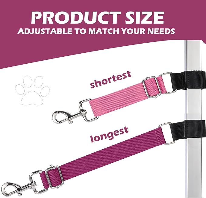 Pet Dog Grooming Table Arm Accessories Dog Grooming Loops for Table Arm Extender Adjustable Extension Loop Bathing Restraint Leash for Small & Medium Dogs (Pink & Hot Pink)