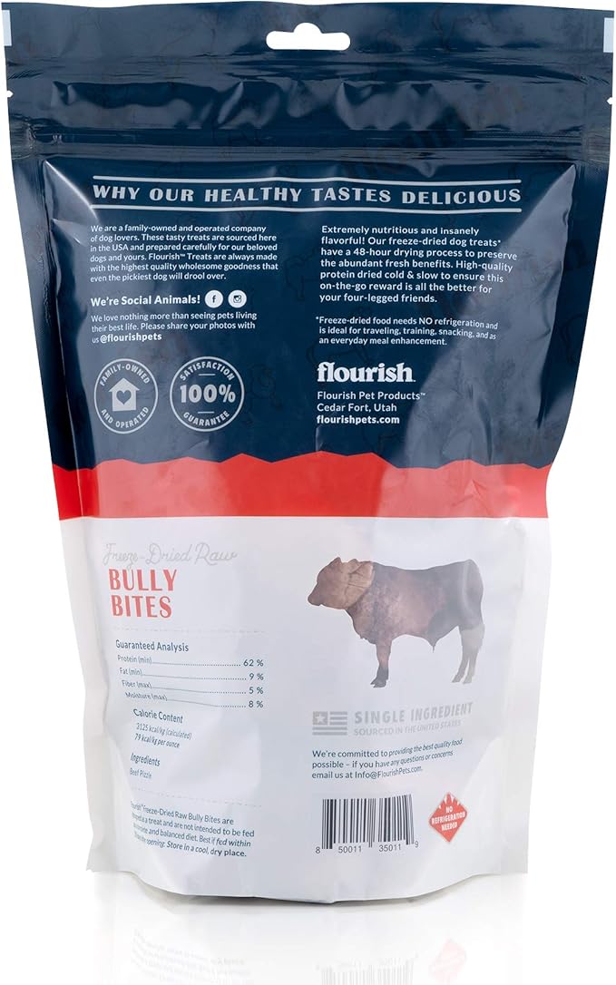Freeze-Dried Raw Pet Treats for Dogs, Bully Bite Chews (10 oz)