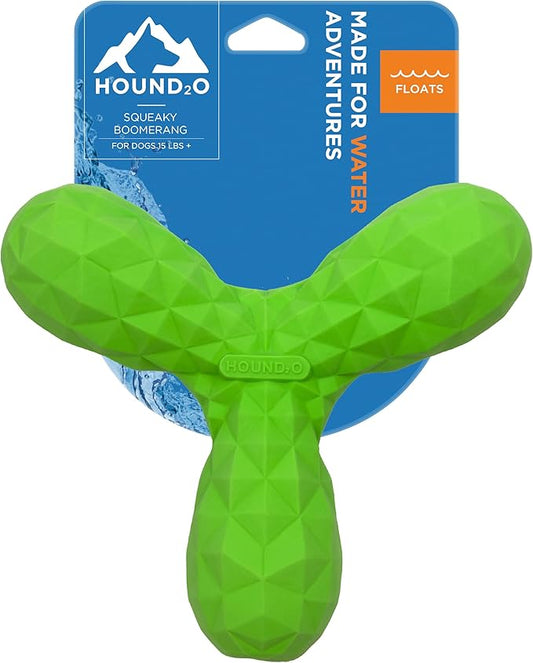Playology Hound2O Dog Toys | Squeaky Boomerang Floating Toy for Dogs | Green Outdoor Toy - Easy to Clean and Made from Non Toxic Materials