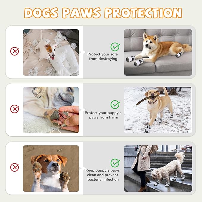 Dog Shoes for Medium Large Dogs, Dog Boots & Paw Protectors to Prevent Licking, Anti-Slip Dog Booties with Reflective for Summer Hot Pavement, Outdoor Hiking, Hardwood Floors (Size 7)