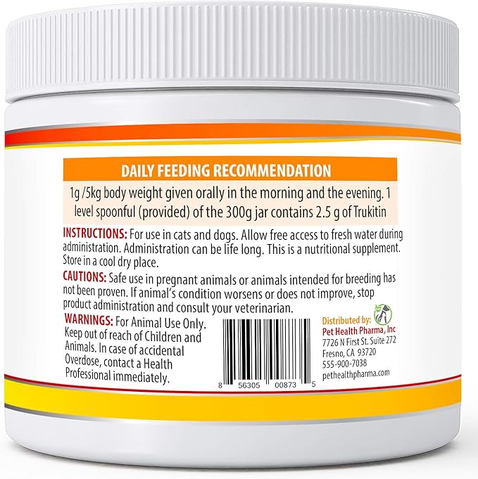 Trukitin Chitosin Based Phosphate Binder for Cats & Dogs – All Natural Human Grade Ingredients for Renal Support Supplement with Calcium Carbonate Oral Powder (Made in U.S.A)