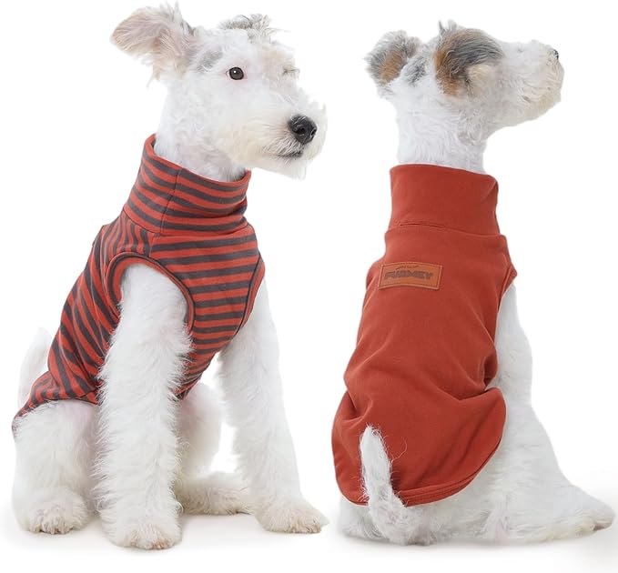 FUAMEY 2 Pack Dog Fleece Vest for Extra Small Dogs,Maltese Chihuahua Stretchy Dog Sweatshirts Warm Dogs Pullover Winter Pet Sweaters with Leash Hole Puppy Turtleneck Sleeveless Orange XS