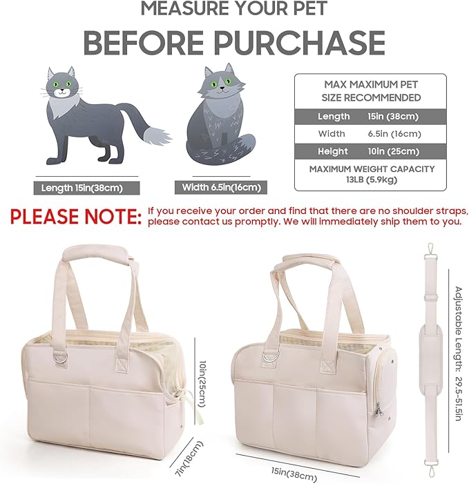 Dog Carriers for Small Dogs, Soft Sided Folding Dog Purse for Dogs Medium Cats Puppies up to 13 Lbs, Washable Breathable Puppy Carrier for Outdoor Travel (Small Beige)