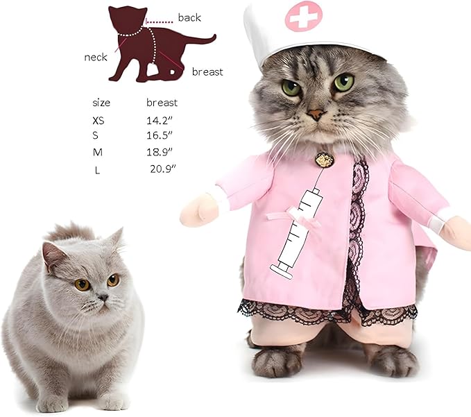 NACOCO Dog Cat Nurse Costume Pet Nurse Clothing Halloween Jeans Outfit Apparel (XS)