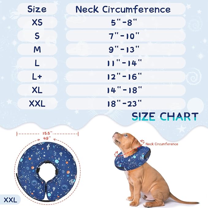Supet Inflatable Dog Cone Collar Alternative After Surgery, Dog Neck Donut Collar Recovery E Collar for Neuter, Soft Pet Cone for Small Medium Large Dogs