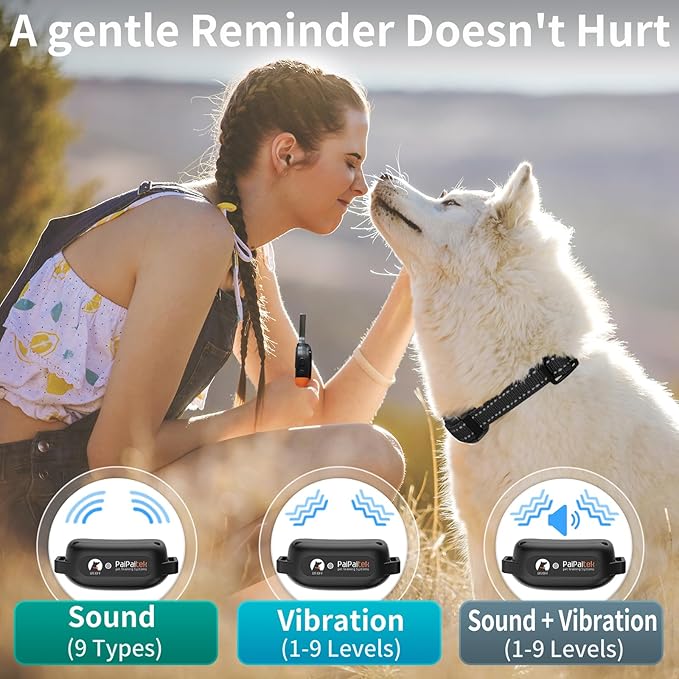 PaiPaitek No Shock Dog Training Collar with Remote 3300ft Range, Strong Vibrating Dog Collar Beep and Vibrate Only, Waterproof & Rechargeable Vibration Collar for Small Medium Large Dogs - No Prongs
