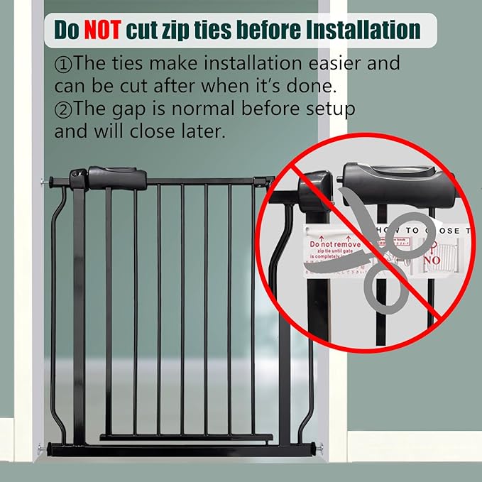 Heavy Duty Baby & Dog Safety Gate, Extra Wide 85.8-90.5 Inch,Black Metal, Pressure Mounted No Drilling Pet Gate for Large Openings